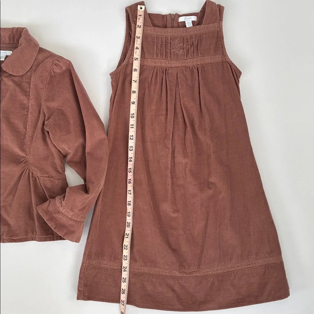 Jacadi Paris Brown Corduroy Sleeveless Dress and Jacket Set 8Y 100% Cotton